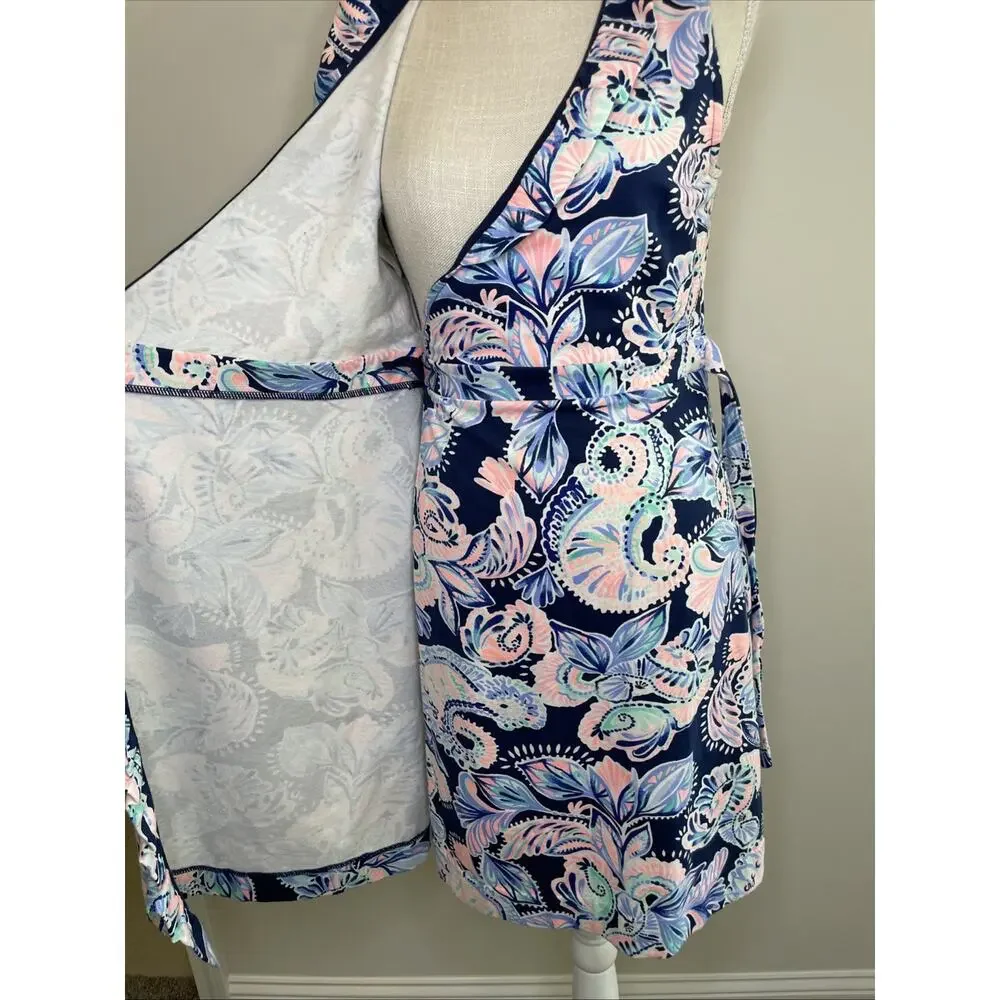 Lilly Pulitzer Romee Wrap Dress Holy Flockamolie Ruffled Sleeveless Preppy S - Picture 6 of 11